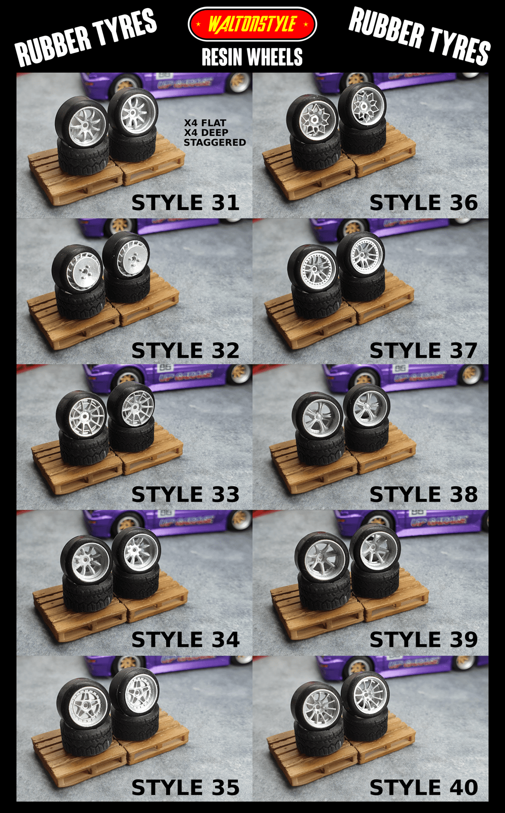  (GROUP 1) Rubber tyres with resin wheels  