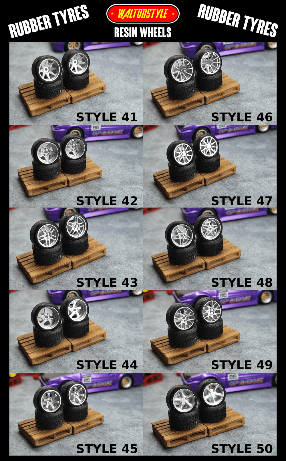  (GROUP 1) Rubber tyres with resin wheels  