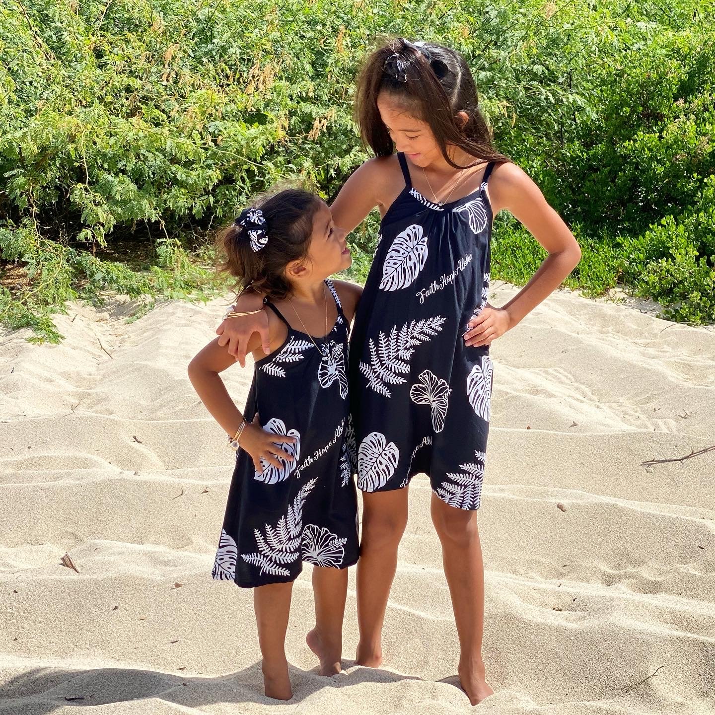 Image of Mana’olana Girl’s Black & White Spaghetti Strap Summer Dress