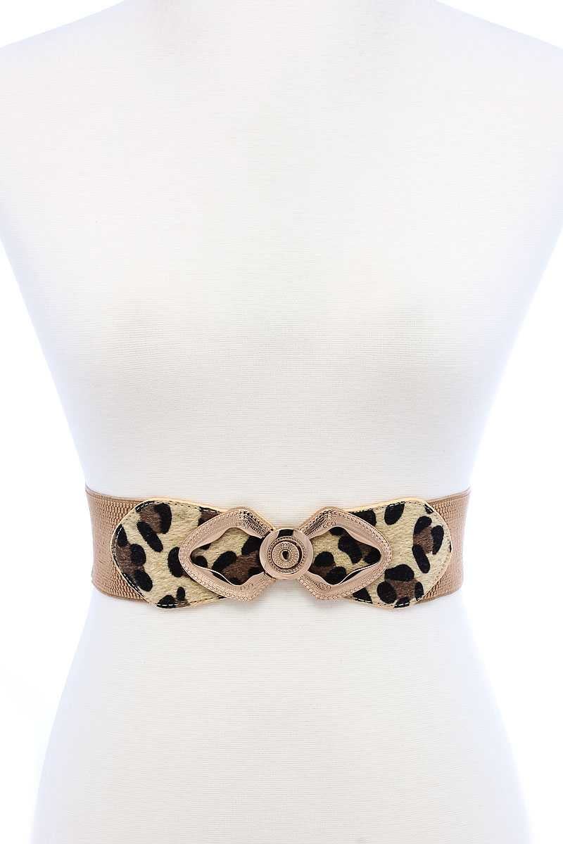 Image of ANIMAL PRINT METAL BUCKLE ELASTIC BELT