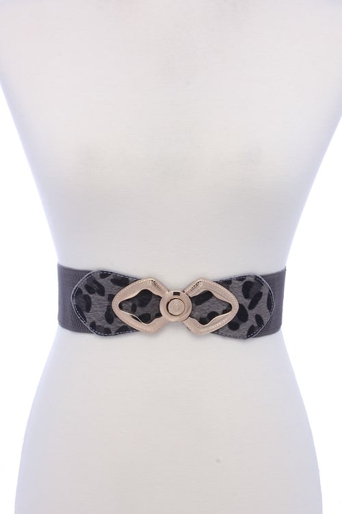 Image of ANIMAL PRINT METAL BUCKLE ELASTIC BELT