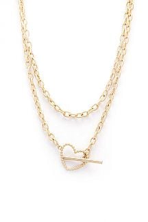 Image of CIRCLE LINK HEART TOGGLE CLASP NECKLACE