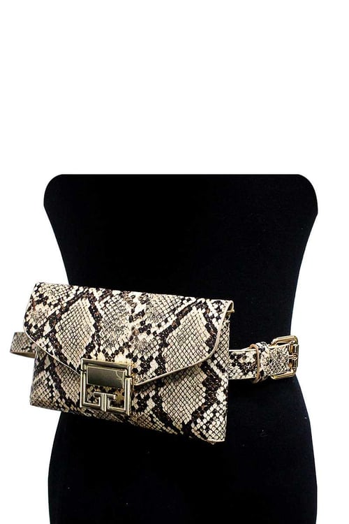Image of MINI SNAKE SKIN BAG METAL BUCKLE BELT
