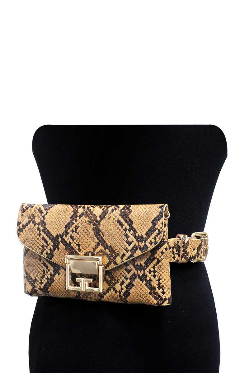 Image of MINI SNAKE SKIN BAG METAL BUCKLE BELT