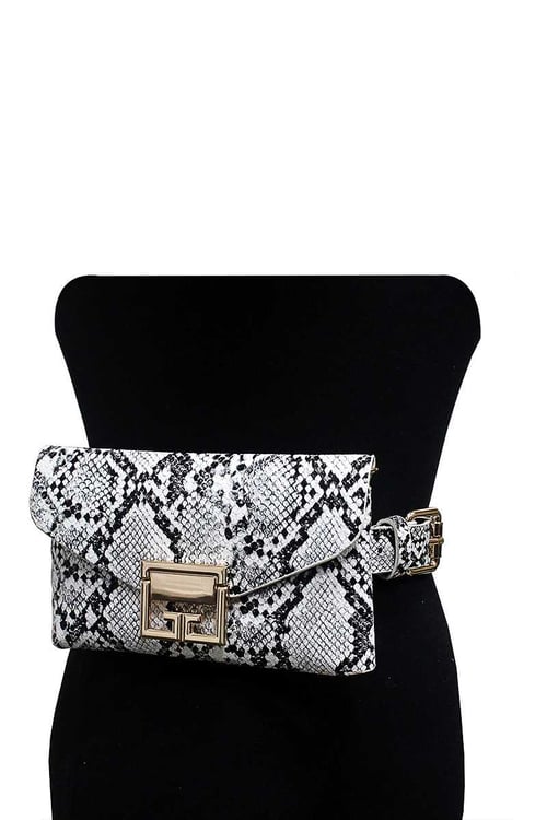 Image of MINI SNAKE SKIN BAG METAL BUCKLE BELT