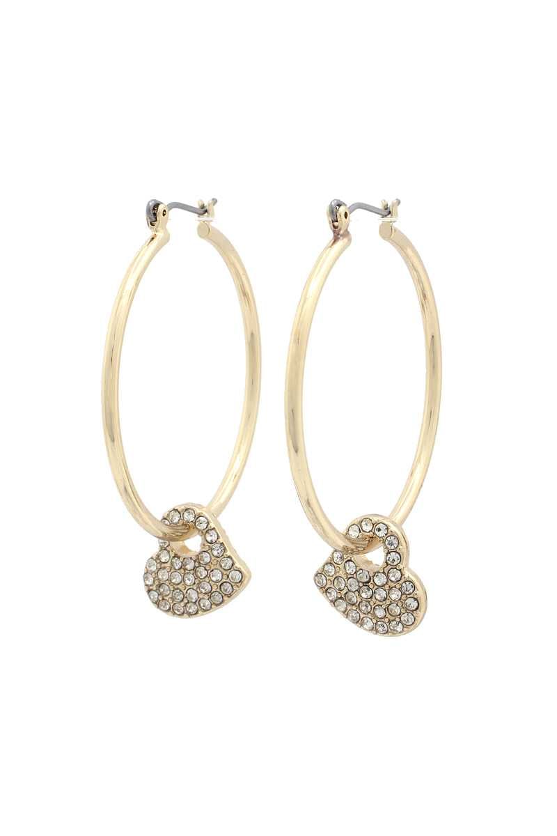 Image of  RHINESTONE HEART HOOP EARRING 
