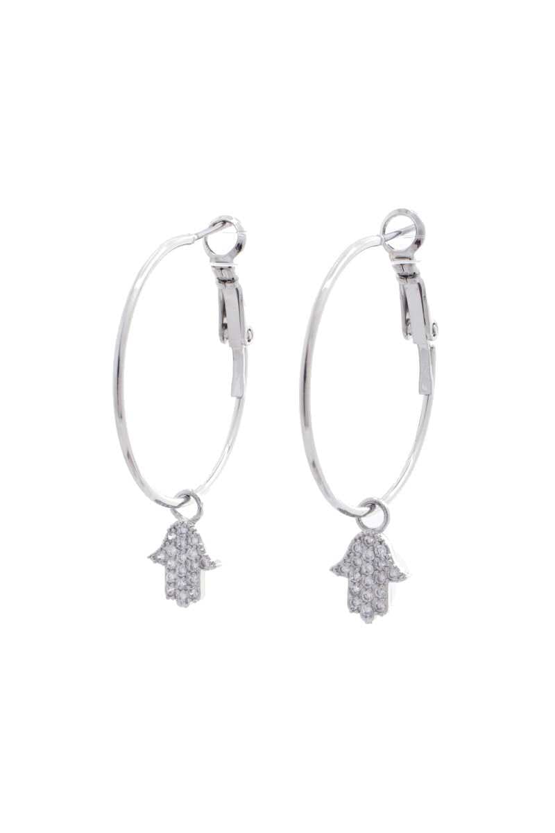 Image of HAMSA HAND CHARM HOOP EARRING
