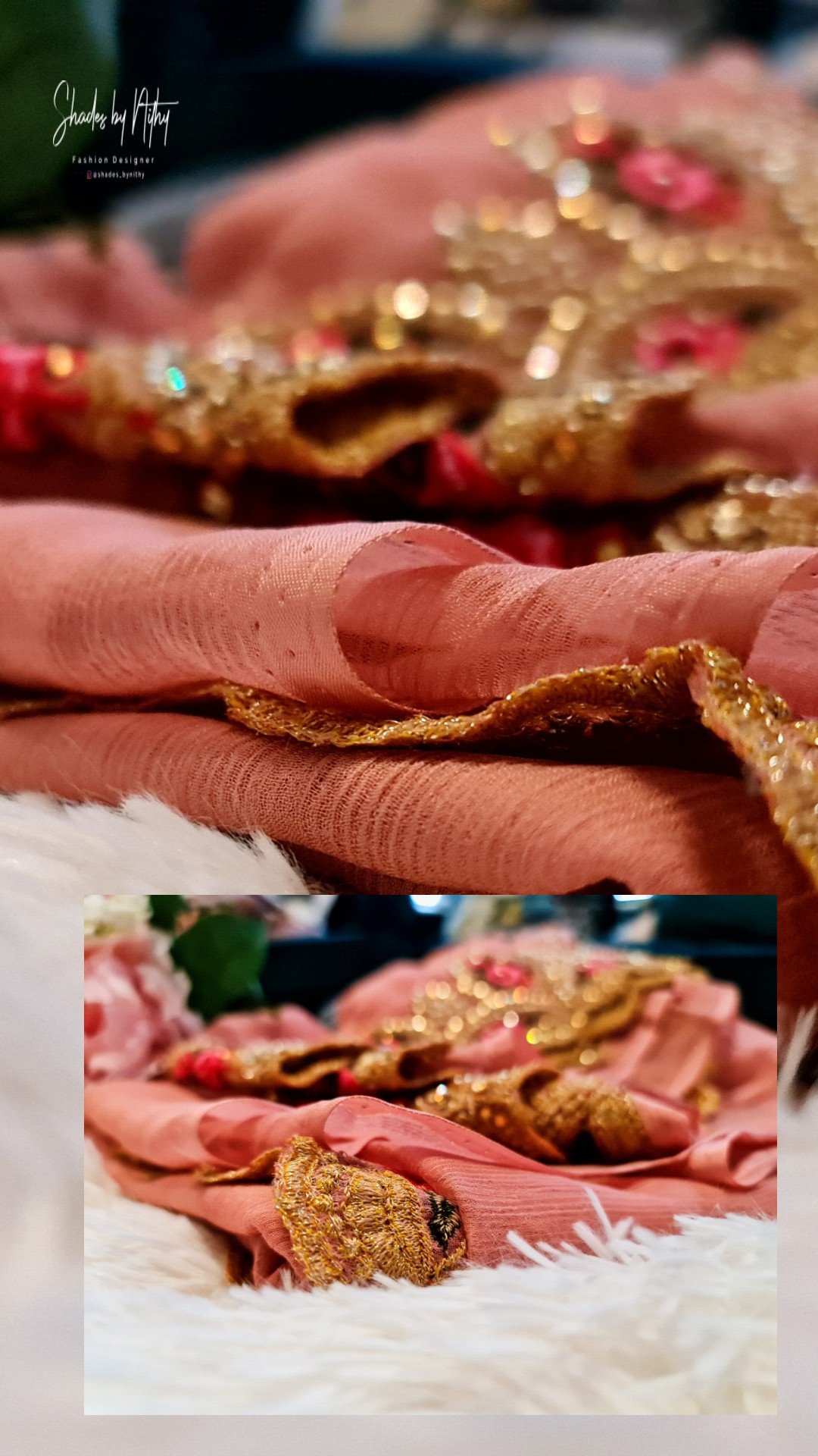 Image of ROSE PINK CREPE SAREE