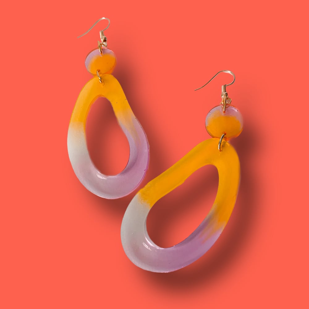 Image of Peach Queen Avocado Shaped Pride Lesbian Earrings