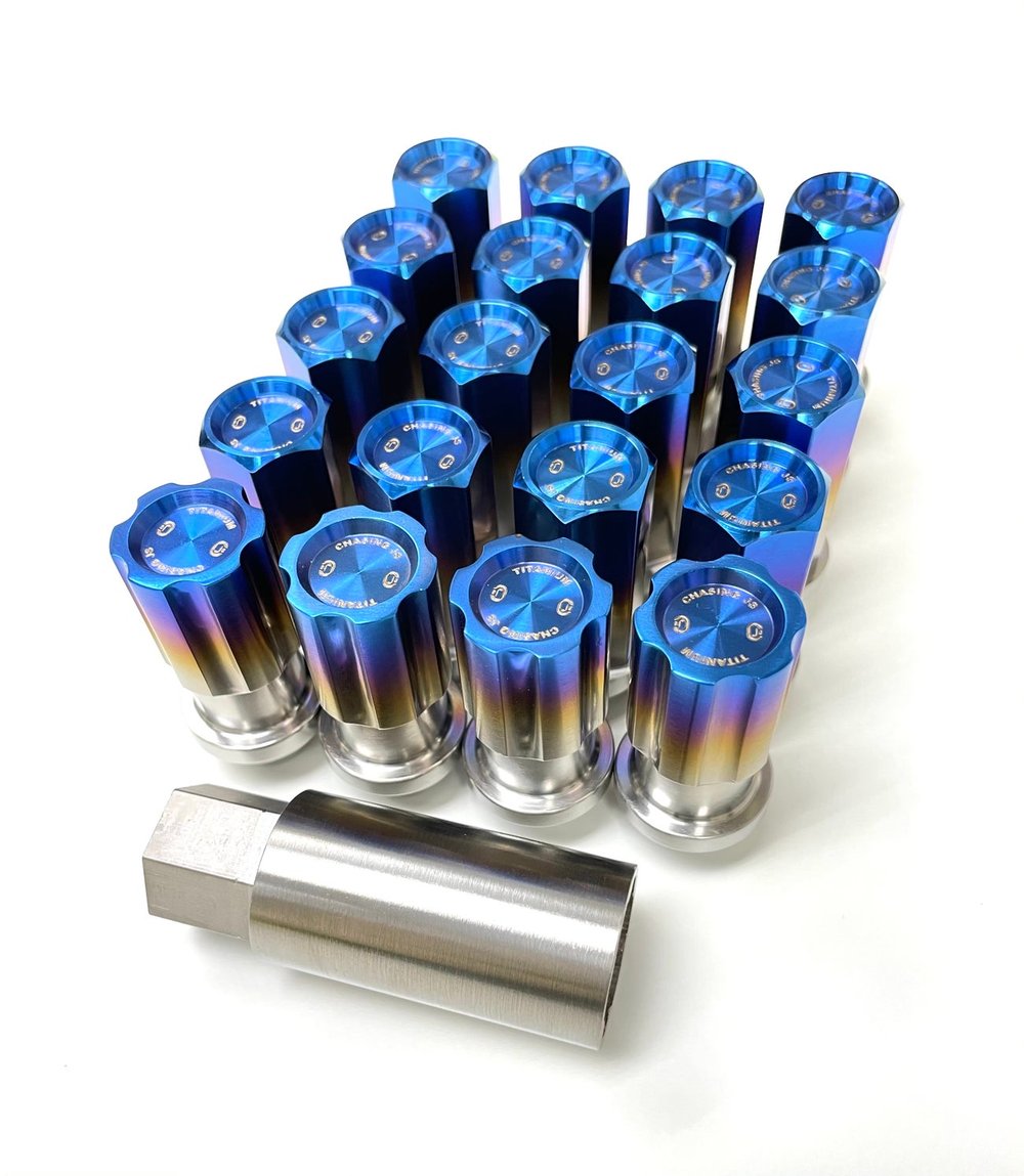 Titanium lug nuts M14x1.5 fitment for FK8 Tesla etc Chasing JS