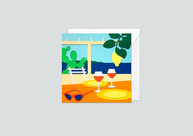 Carte illustrée "Rosé en terrasse"