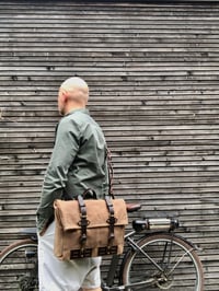 Image 5 of Waxed canvas saddlebag for Super73 convertible into messenger bag Bicycle bag in waxed canvas Bike a