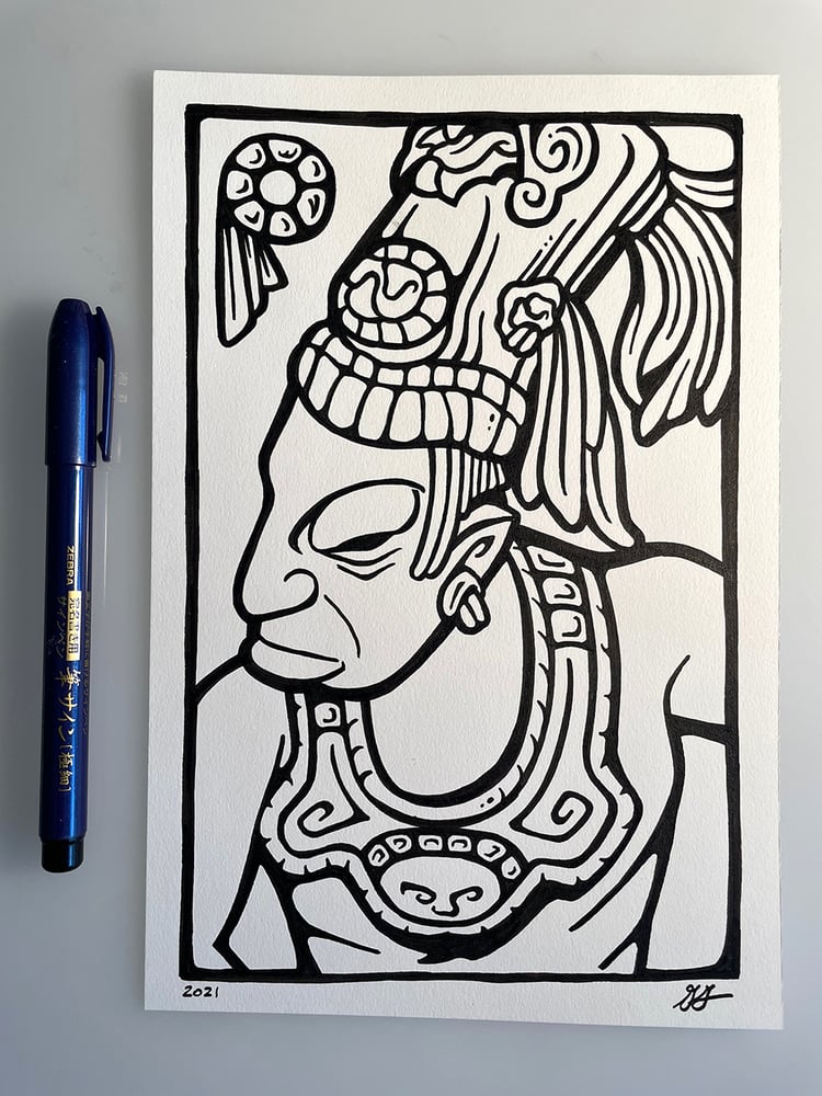 mayan warrior drawing