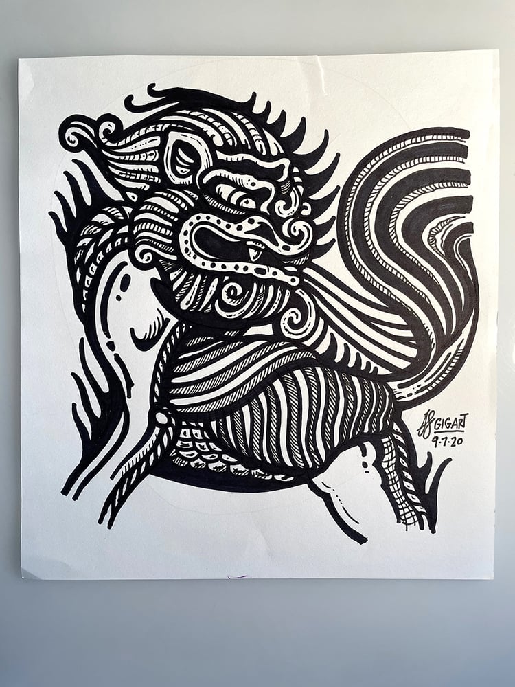 Image of Pattern Lion Statue Doodle