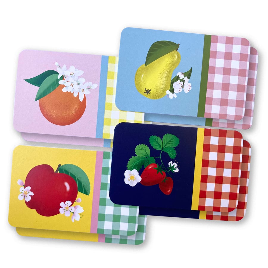 Image of Mini-cartes « fruits et vichy »