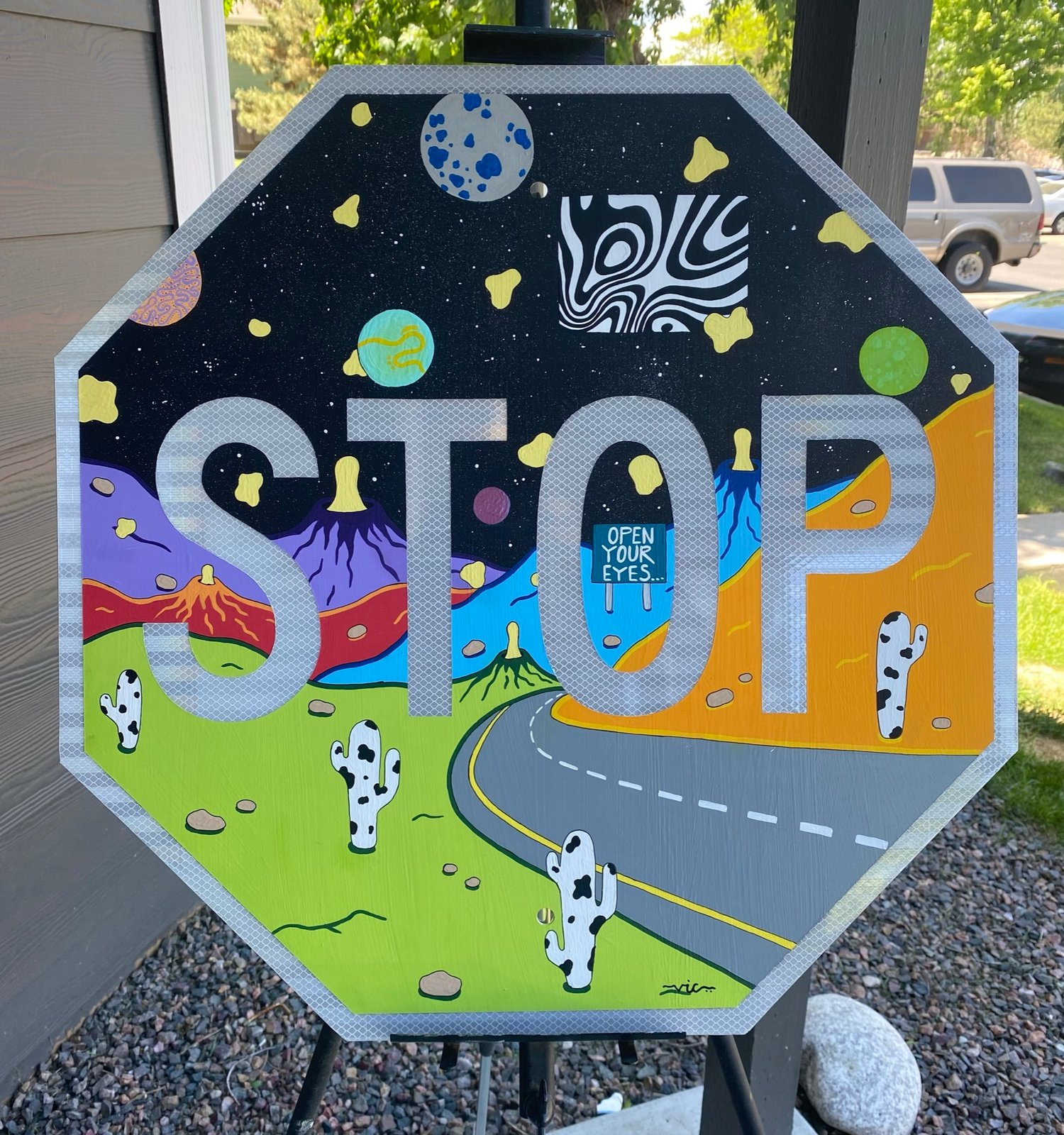24 x 24 in. Trippy Space Scene Stop Sign stopsignsbyvic