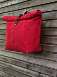 Image 3 of Red Waxed canvas saddlebag for Super73 Motorbike bag Motorcycle bag Bicycle bag in waxed canvas 