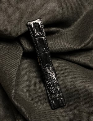 Image of Black hand painted Hornback Niloticus Crocodile watch strap