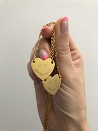 Image 3 of BARBED WIRE SMILEY ENGRAVED HEART NECKLACE