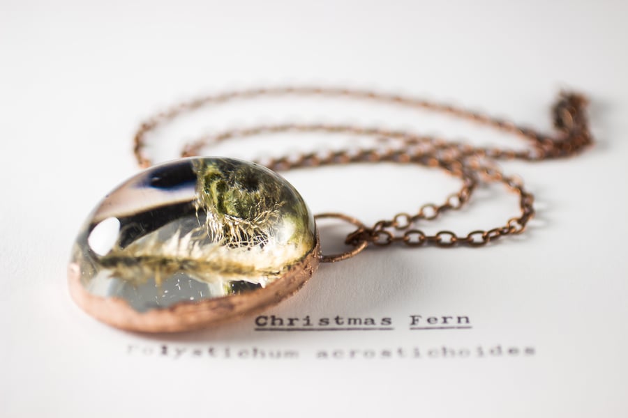 Image of Christmas Fern Fiddlehead (Polystichum acrostichoides) - Copper Plated Necklace #1