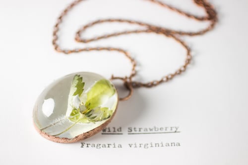 Image of Wild Strawberry (Fragaria virginiana) - Copper Plated Necklace #6