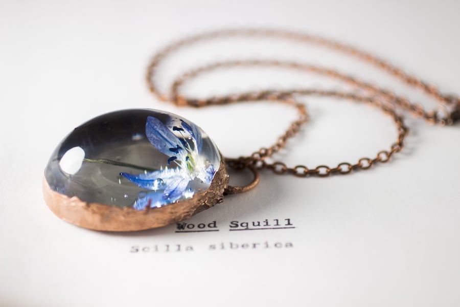 Image of Wood Squill (Scilla siberica) - Copper Plated Necklace #5