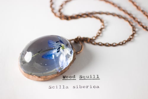 Image of Wood Squill (Scilla siberica) - Copper Plated Necklace #5