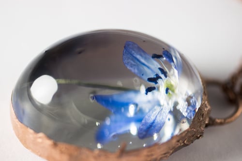 Image of Wood Squill (Scilla siberica) - Copper Plated Necklace #5