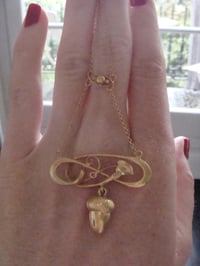 Image 4 of Antique Art Nouveau 15ct yellow gold acorn 9ct chain necklace