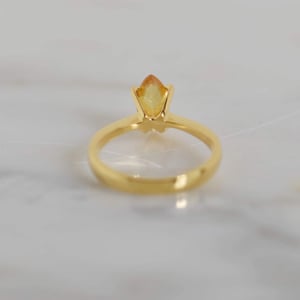 Image of Sri Lanka Honey Yellow Sapphire marquise cut 14k gold 4 claws ring