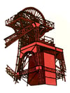 Lewis Merthyr Winding Gear linocut print