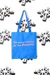 the too many tote bag in blue 