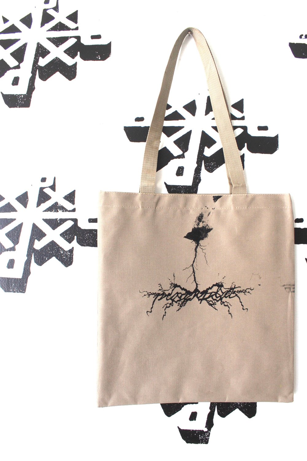 spark something tote bag in tan