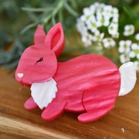 Pink mini bunny brooch 