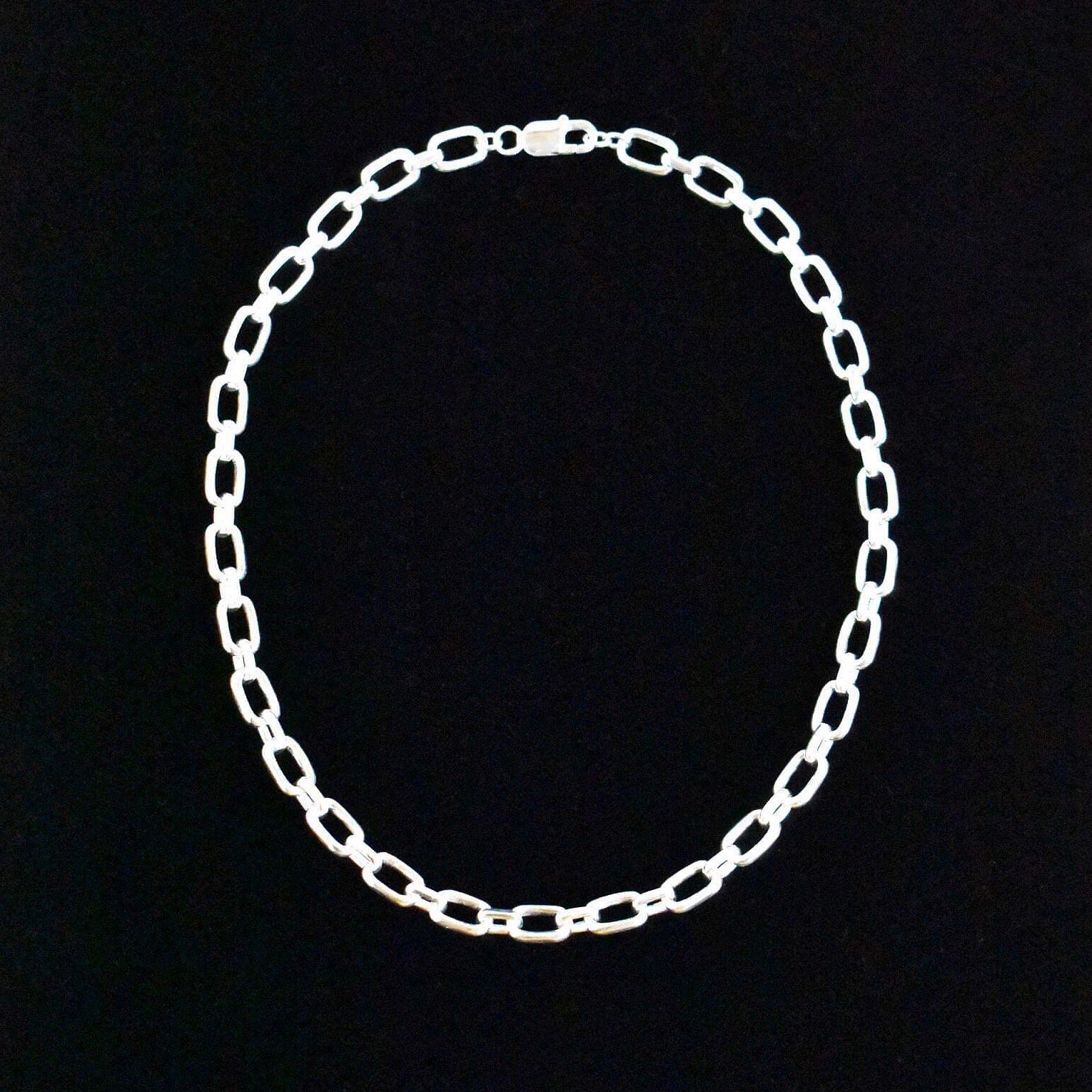 Box cable links chain solid silver 