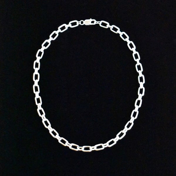 Image of Box cable links chain solid silver necklace