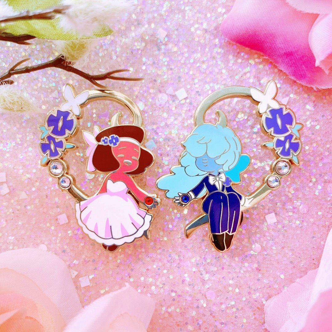Image of Ruby & Sapphire Wedding Pins