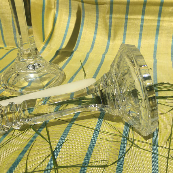 Image of Pair of crystal glass candlesticks
