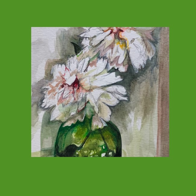 Peonies in a green vase