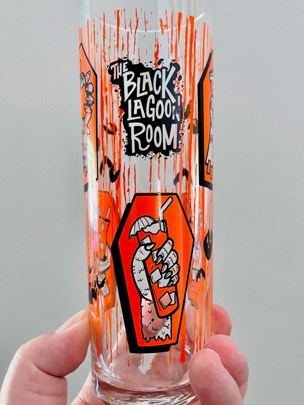 Thirsty Monsters 13.5 oz Zombie Collins Glass ORANGE & BLACK