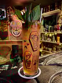 Image 2 of Thirsty Monsters 13.5 oz Zombie Collins Glass  ORANGE & BLACK 