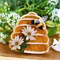 Image 1 of Humble bumble beehive  - daisy-  brooch 