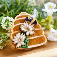 Image 2 of Humble bumble beehive  - daisy-  brooch 