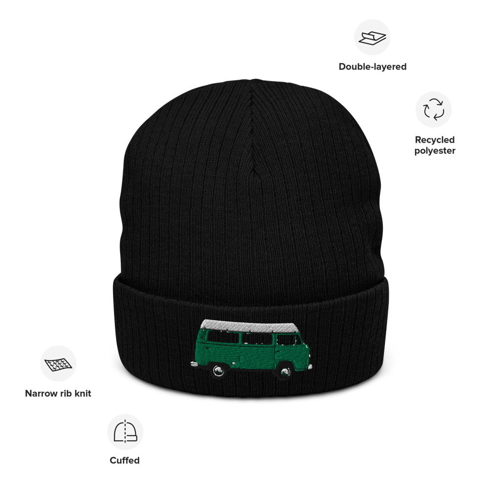 LTC RIBBED KNITTED BEANIE (GREEN/WHITE BUS)