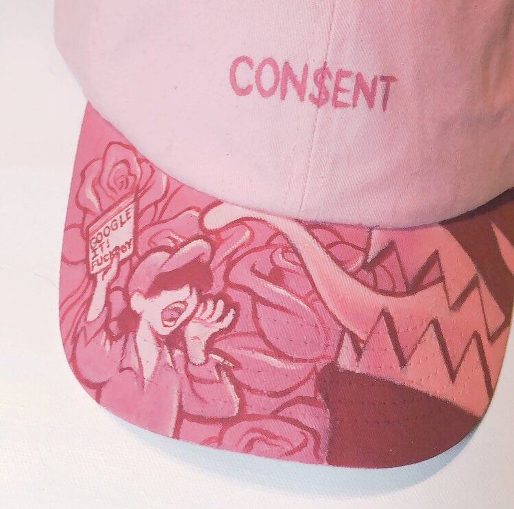 Image of Hand-Painted Consent Dad Hat