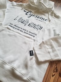 Image 2 of EYESOME - VISUALLY ATTRACTIVE (definition) White w/ Black Hoodie