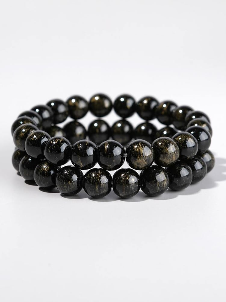 Image of Obsidian Gold Bracelet 
