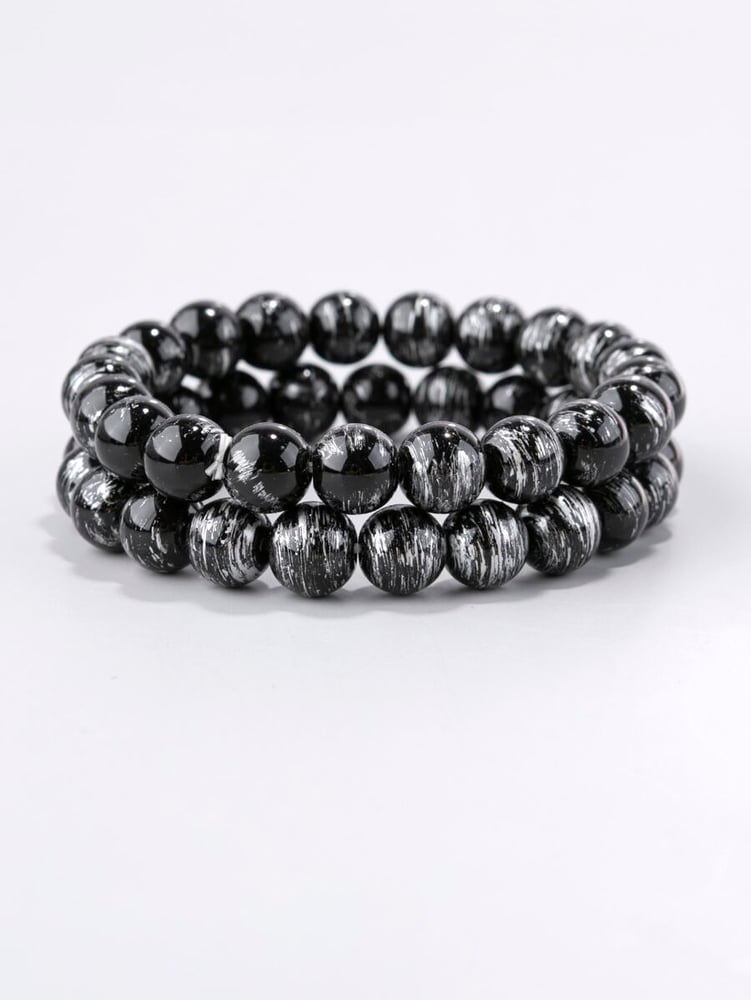 Image of Obsidian Silver Bracelet