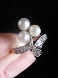Image 2 of EDWARDIAN ART DECO FRENCH 18CT YELLOW GOLD CULTURED PEARL & DIAMOND RING