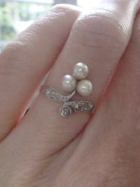 Image 3 of EDWARDIAN ART DECO FRENCH 18CT YELLOW GOLD CULTURED PEARL & DIAMOND RING